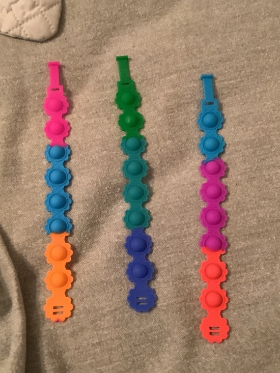 Other - 3 Colorful Silicone Pop Bracelet Fidgets - Pink, Blue, Green, Orange, Purple